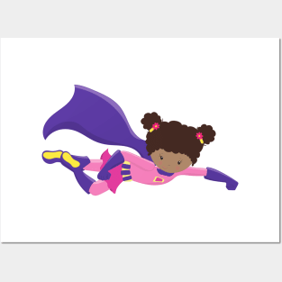 African American Girl, Cape, Superhero Girl Posters and Art